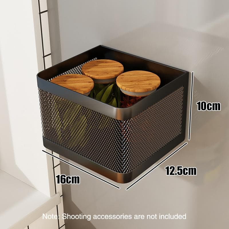 Magnetic Refrigerator Side Storage Rack Iron Space Saving Side Hanging Basket Kitchen Organizer Shelf Household Holder S black