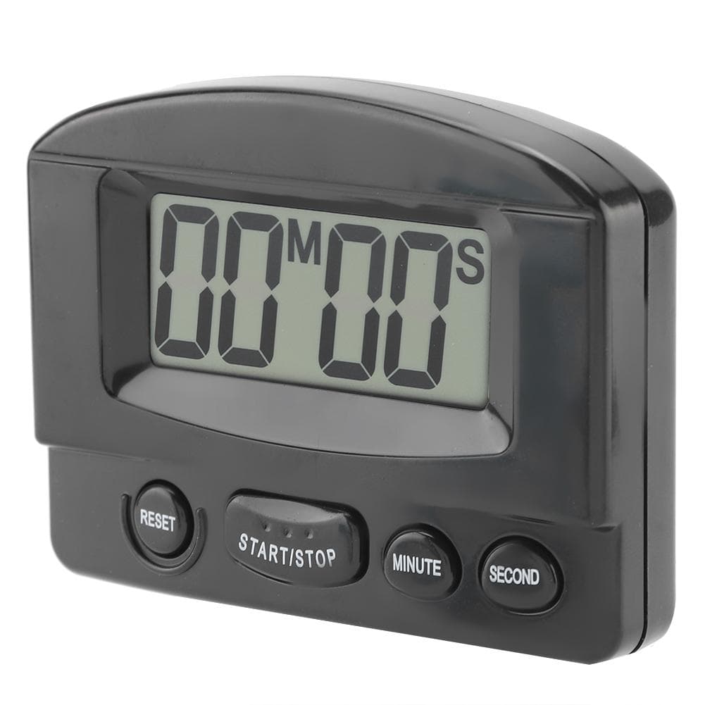 Portable Digital Clock Countdown Timer Large LCD Display Kitchen Use (Black)