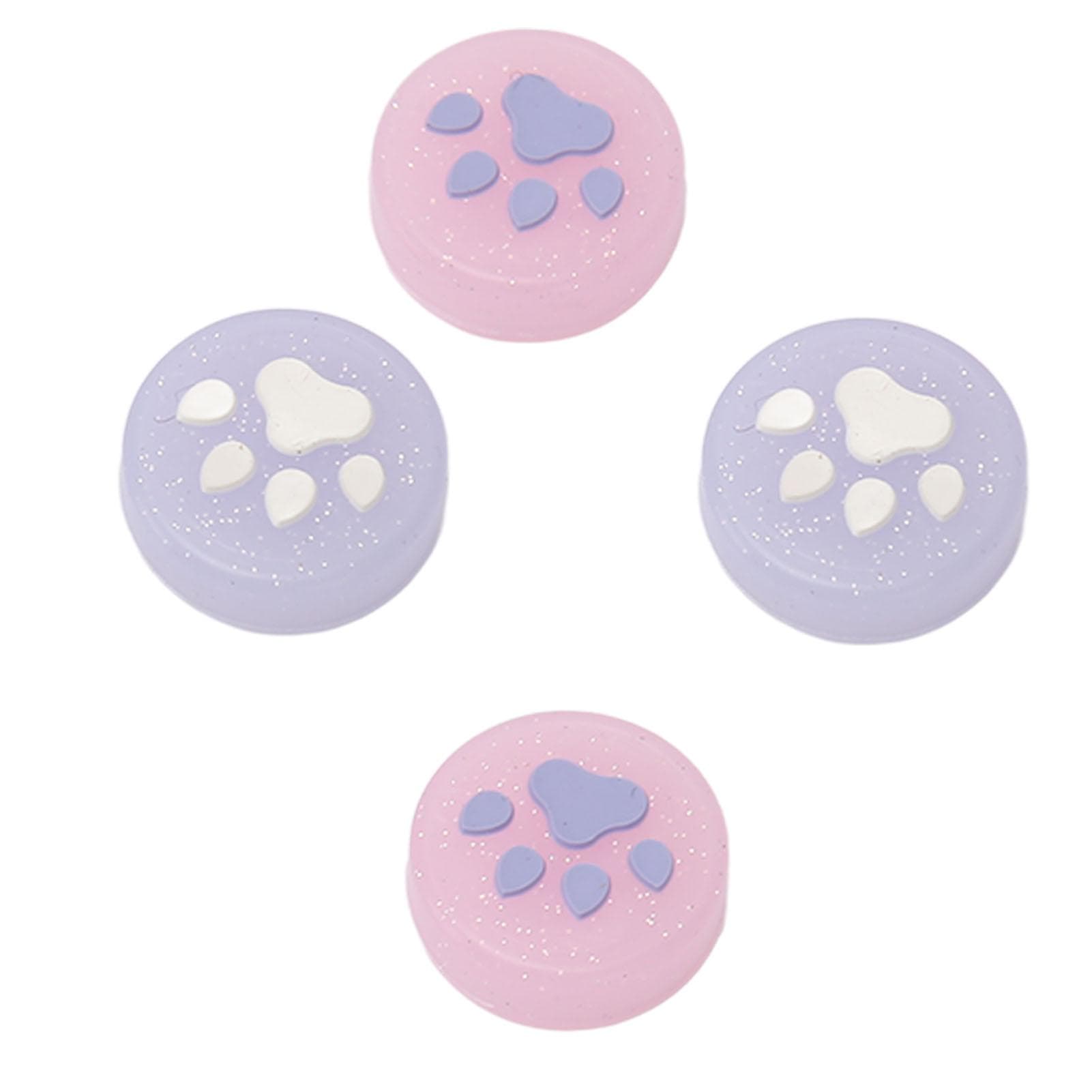 Joystick Cover Prevent Slip Glittering Cute Cat Paw Shape Silicone Thumb Grip Cover for Switch for