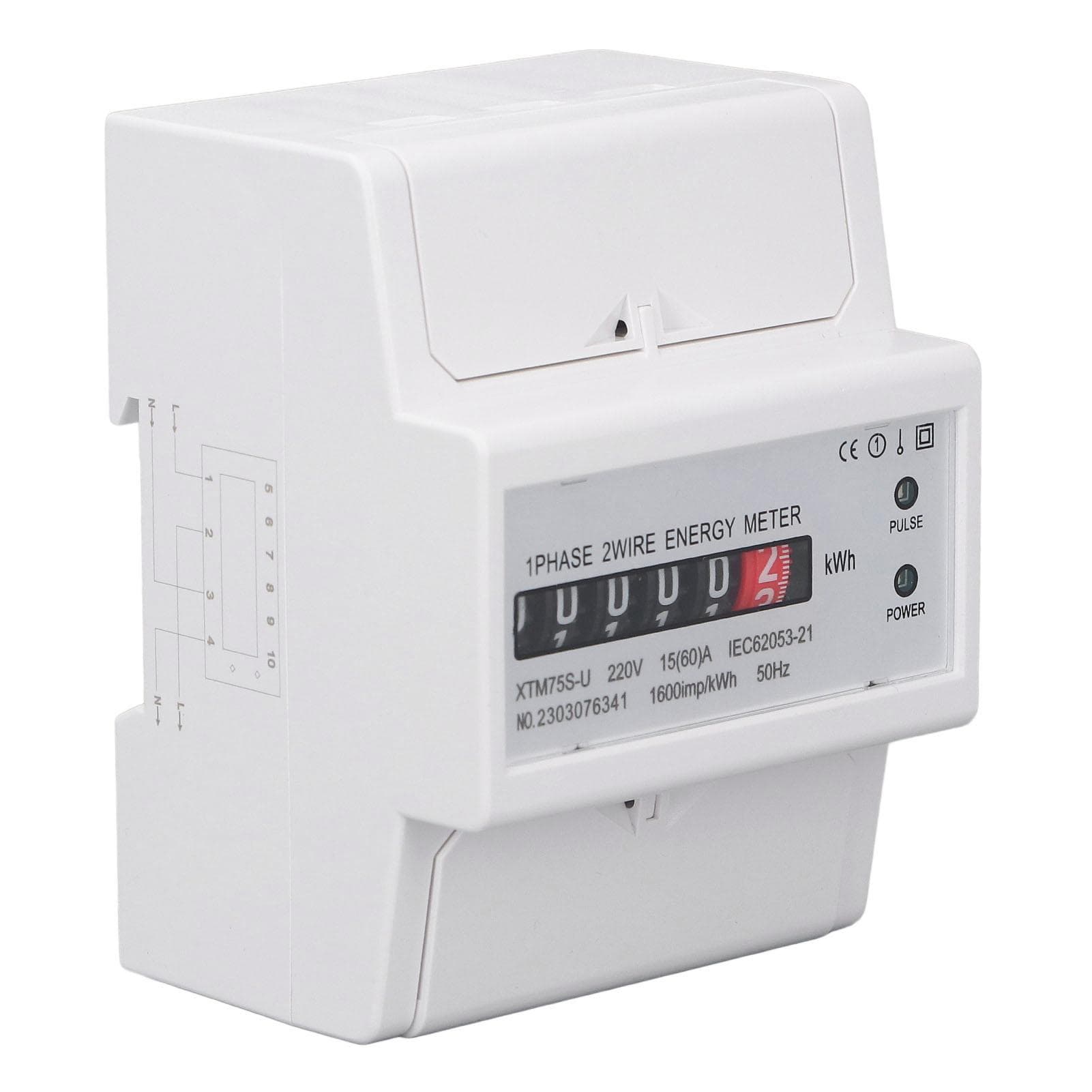 DC220V Single Phase Energy Meter Digital Display 4P 35mm Rail Mount Electricity Power Meter
