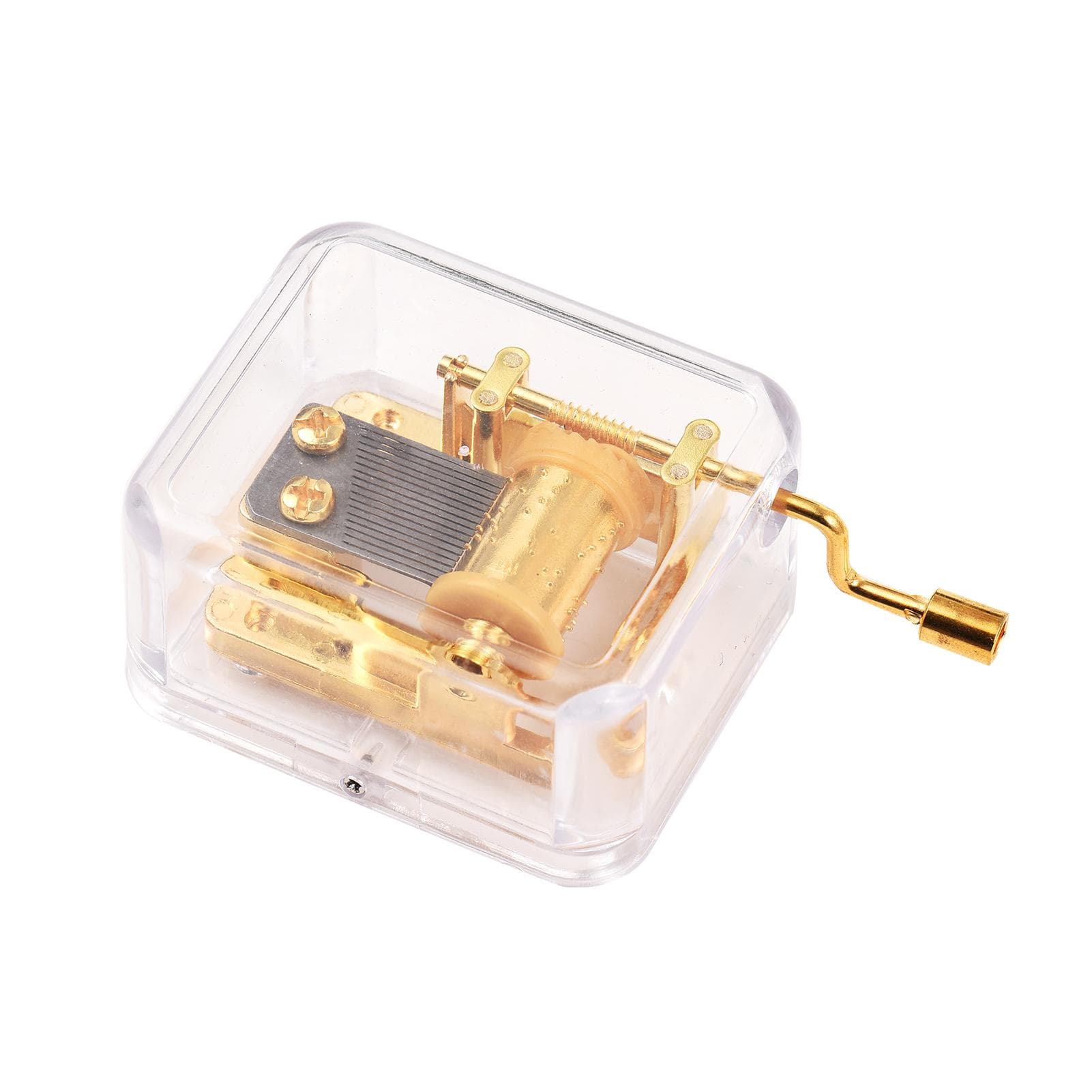 18 Notes Clear Acrylic Music Box Hand Crank DIY Mechanical Music Box Classic Musical Ornaments DIY gold