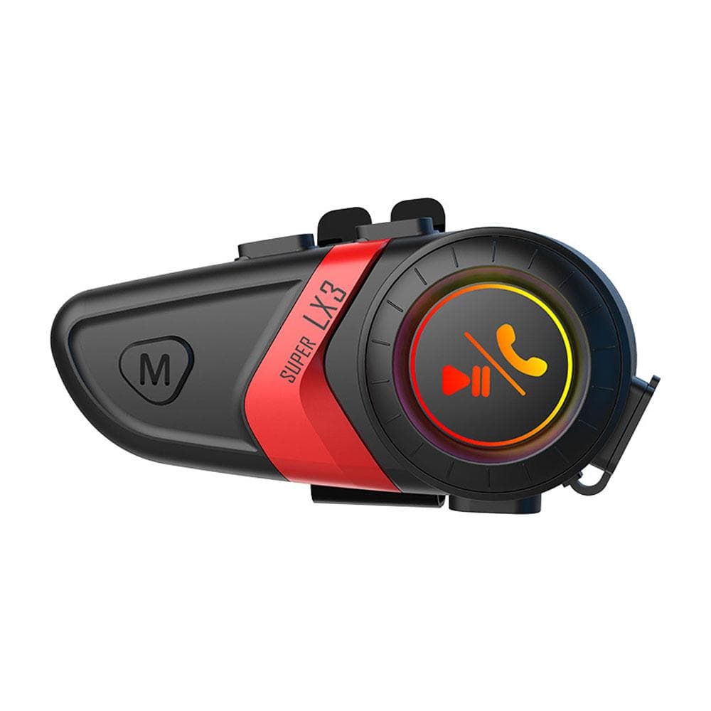 Motorcycle Helmet BT5.0 Headset Wireless Riding Intercom Kit Noise Reduction Headphone Waterproof for Hands-Free Stereo Music Auto-Answer red