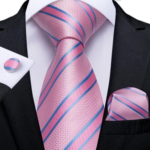 198 Colors Mens Silk Tie Black Blue Red Necktie Hanky Cufflinks Wedding 3PCS Set N-0433