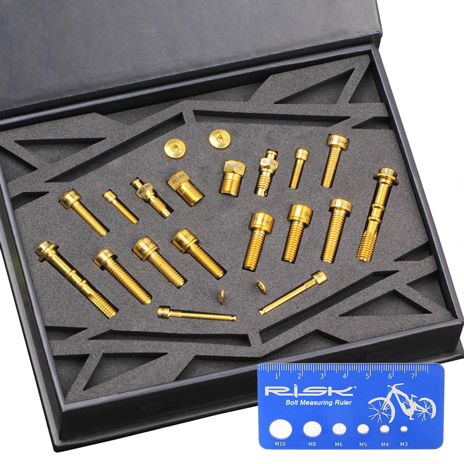 Bicycle Colored Brake Disc Screws Box Titanium Alloy for Mountain Bike M7000/8000 Titanium Screw Kit Brake Kit Gold