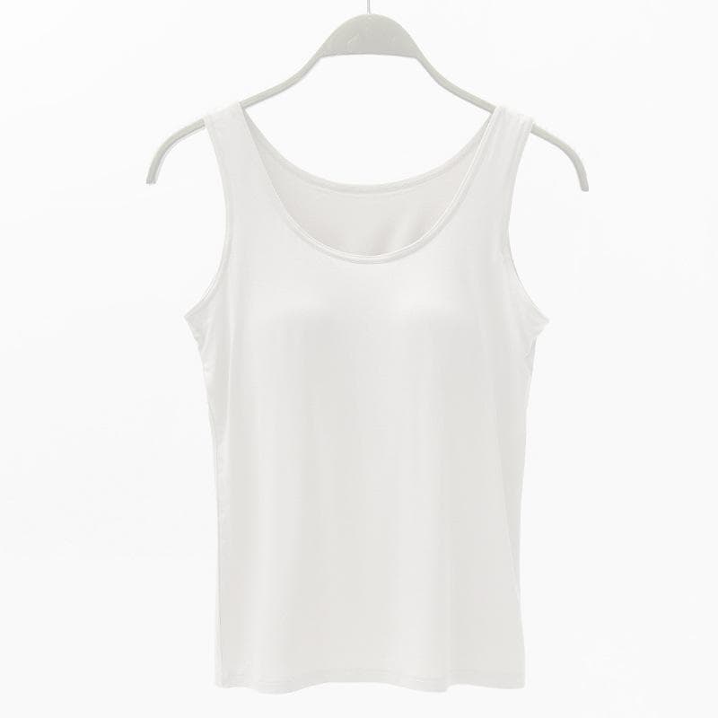 YYFS Women's Fashion Summer Spring Casual Solid Color Print Sleeveless O-Neck T-shirts and Tops XXL white