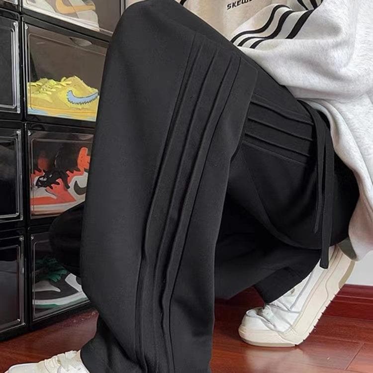 Autumn and Winter New Straight Casual Solid Color Trousers Comfortable and Loose Sports Trousers 4XL black