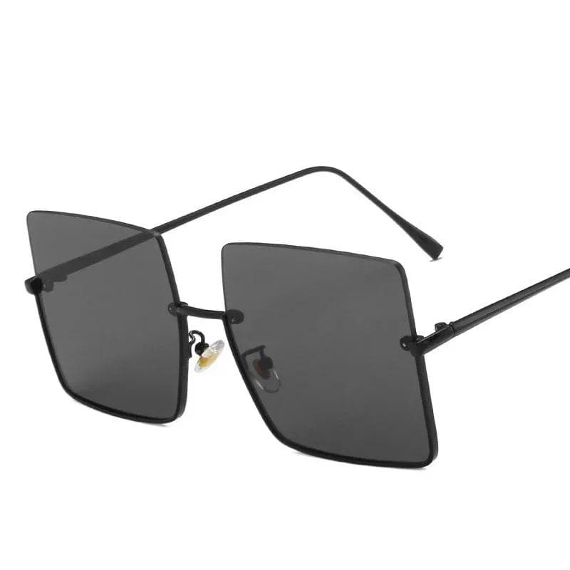 Fashion Oversized Square Sunglasses Women Retro Big Frame Sun Glasses Female Metal Semi Rimless Designer