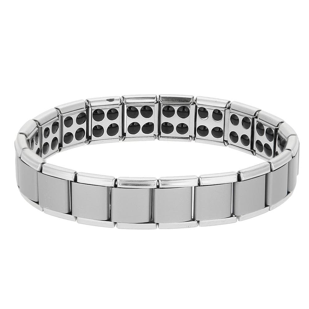 Germanium Titanium Steel Bracelet Magnet Health Healing Jewelry(Silver) silver