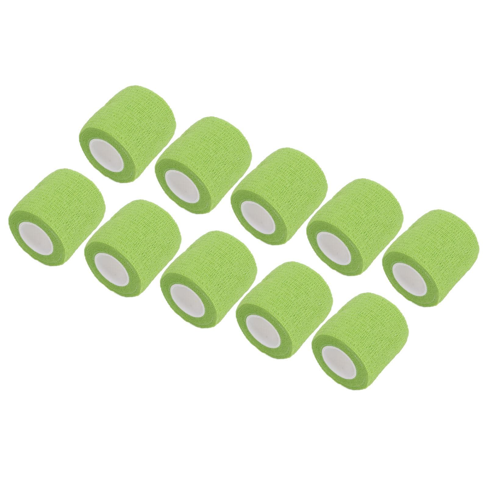 10Pcs Self Adhesive Elastic Bandage Multifunctional Disposable Shockproof Antislip Tattoo Handle grass green