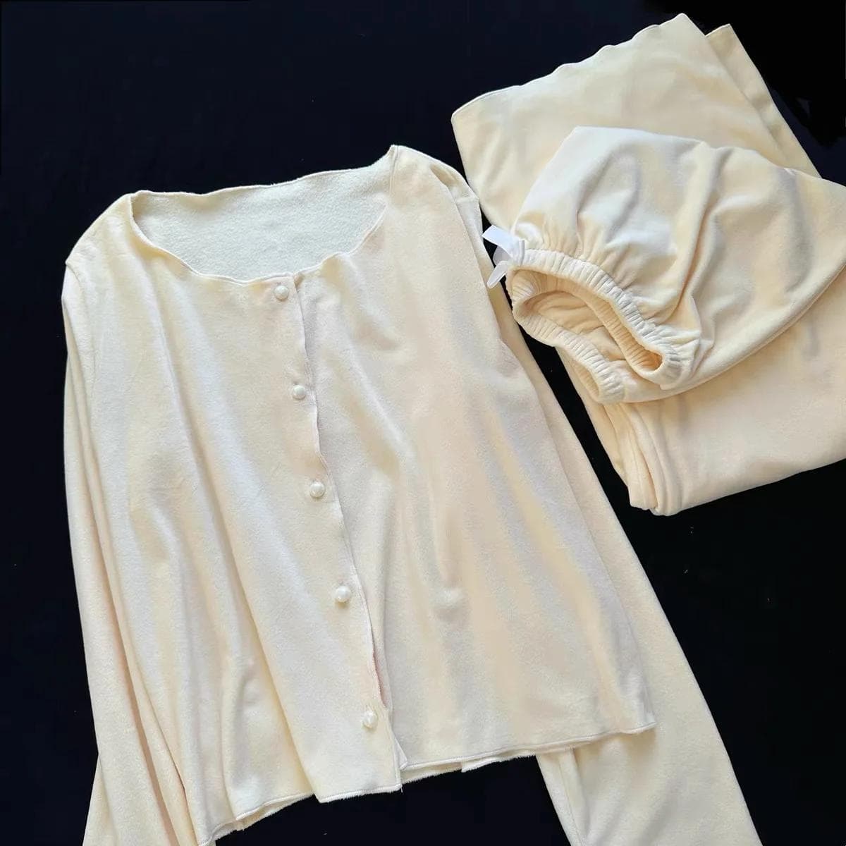 Sweet Princess Style 3PCS Pajamas Set Island Velvet Sleepwear Home Lounge Wear Autumn Winter Double-Sided Velour Trouser Suit XL