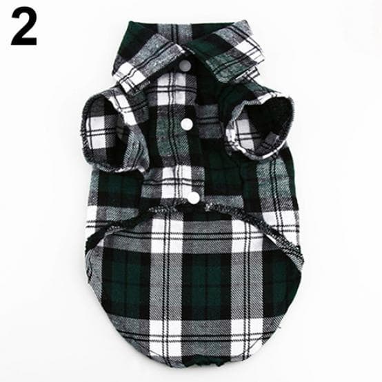 Small Pet Dog Plaid Shirt Lapel Coat Cat Jacket Clothes Costume Top Apparel L green