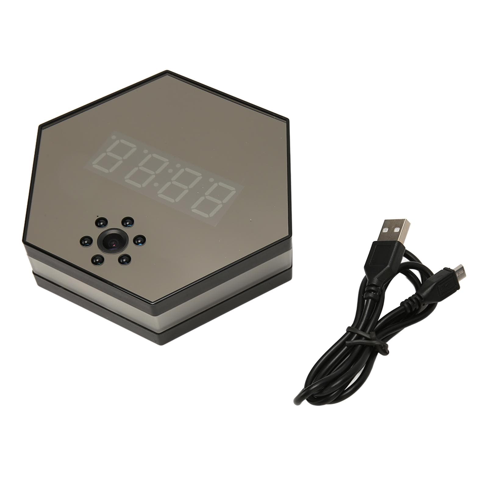 Smart Surveillance Camera HD 1080P Clock Display Color Light Night Vision Motion Detection Wireless black