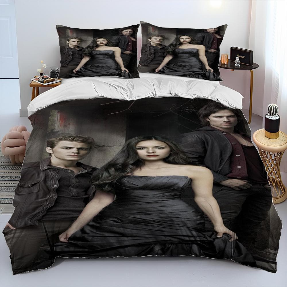 New Movie The Vampire Diaries Bedding Set Single Twin Full Queen King Size Bed Set Adult Kid Bedroom Duvetcover Set Home Textile EU Double 200x200cm