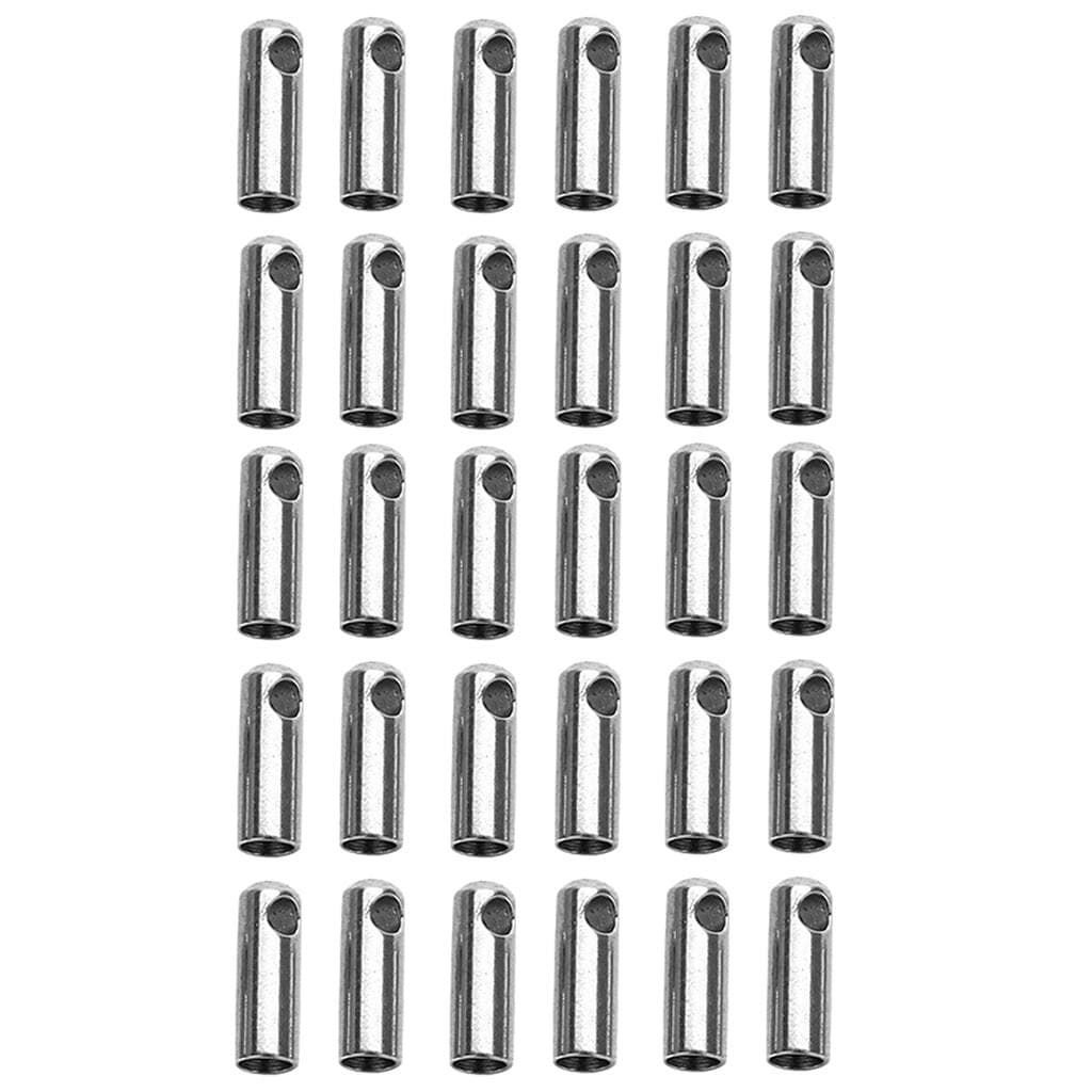 30x Stainless Steel Jewelry Clasp Leather Cord End Making 1mm 1.5m silver