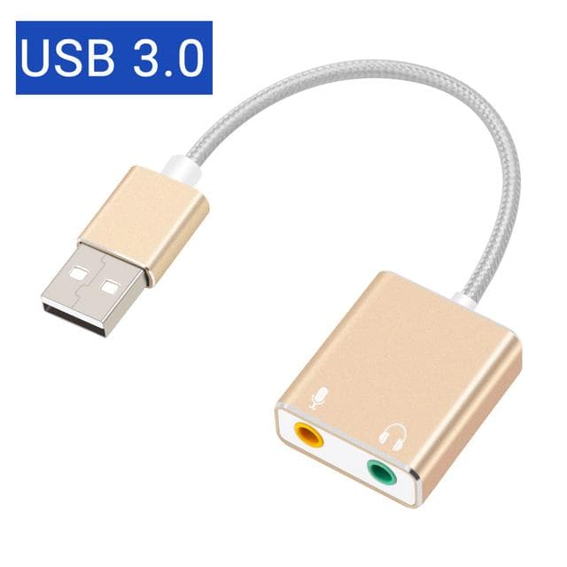 GOOJODOQ 7.1 External USB Sound Card Jack 3.5mm USB Audio Adapter Earphone Micphone Sound Card for Macbook Computer Laptop PC ZH gold