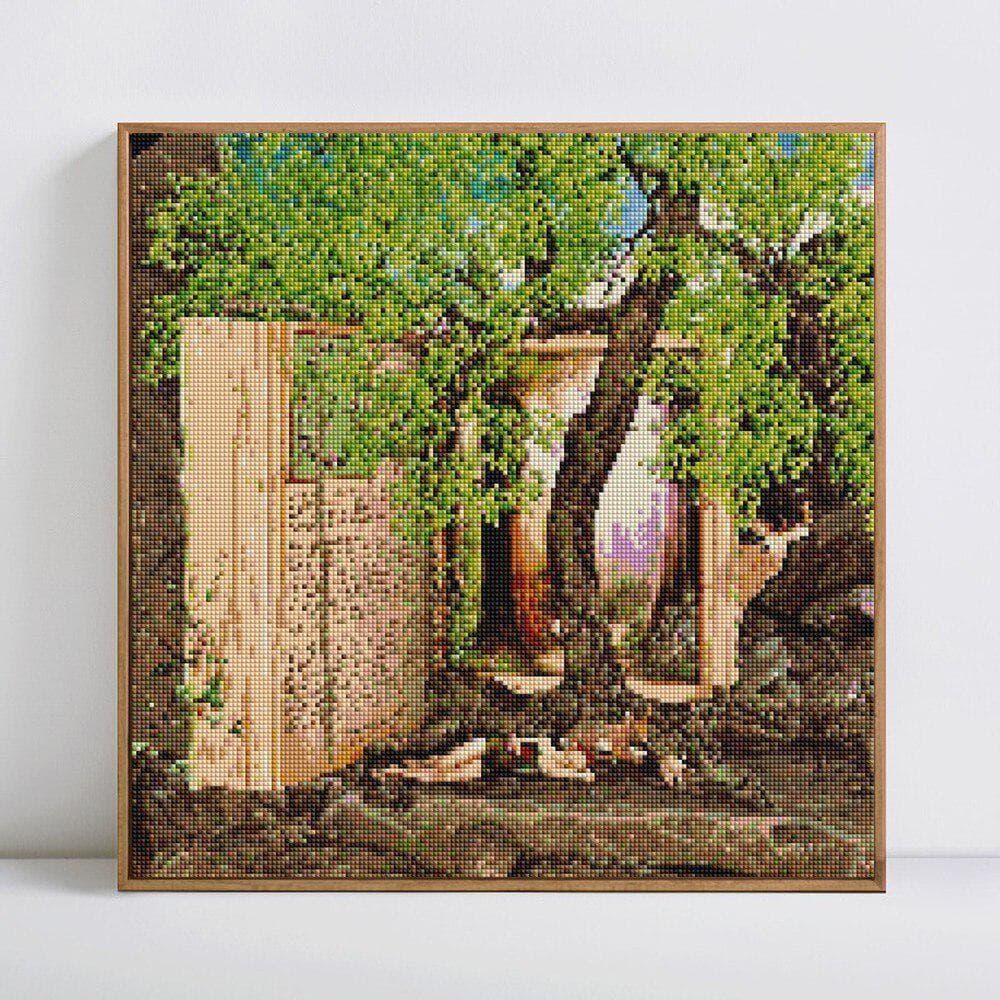 Diamond Painting Round Stones Plant Diamond Embroidery Full Display Scenery 30x30