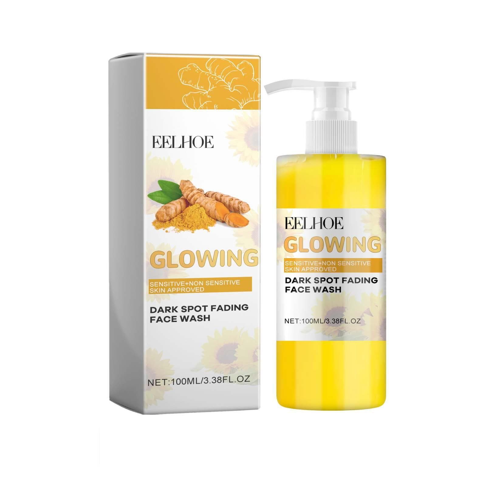 EELHOE Turmeric Facial Cleanser Foam Face Wash Remove Blackhead Moisturizing Shrink Pores Deep Cleaning Oil Control Whitening Skin Care 100ml