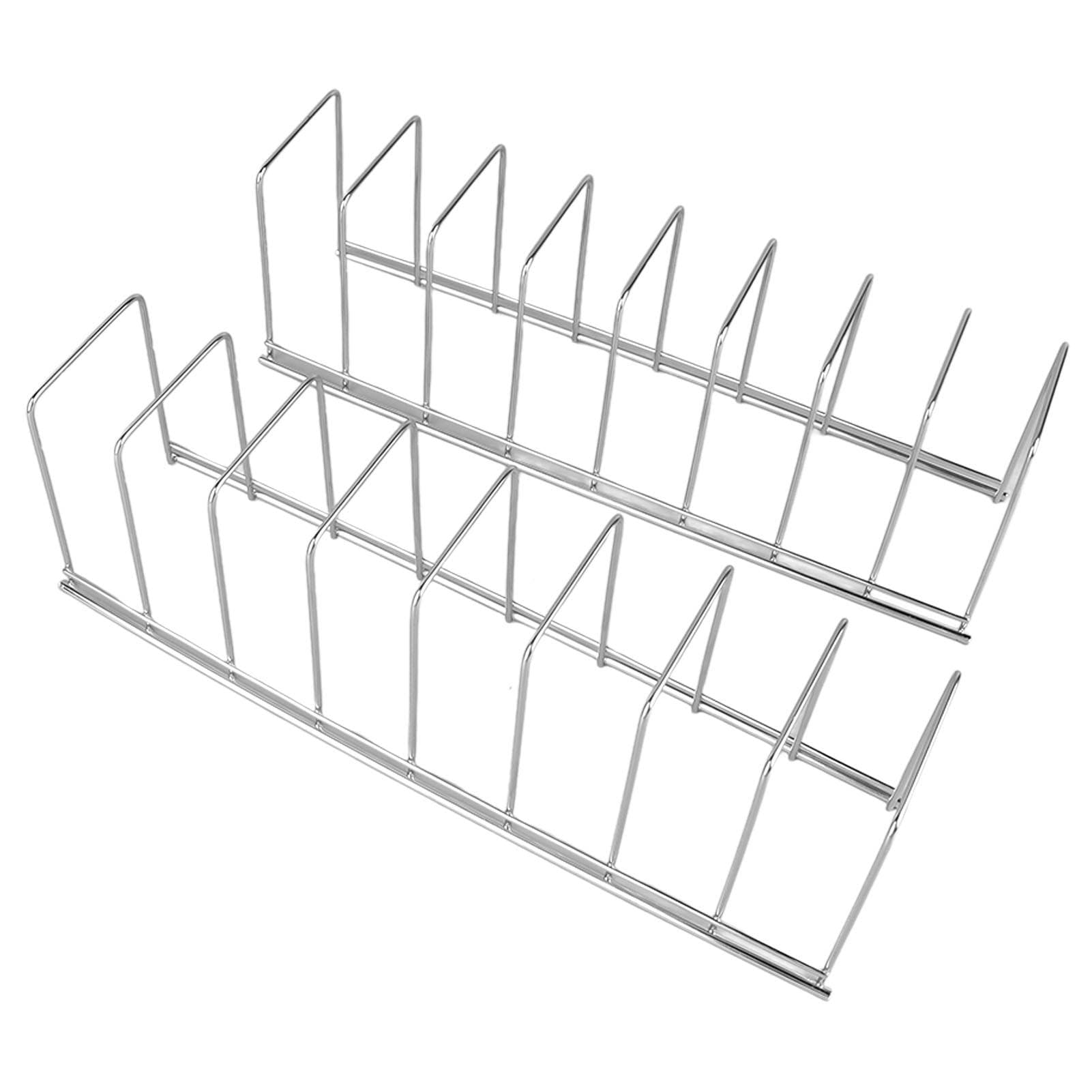 2Pcs Pot Lid Organizer Kitchen Stainless Steel Drainer Commodity Shelf Tabletop Bowl Dish Storage