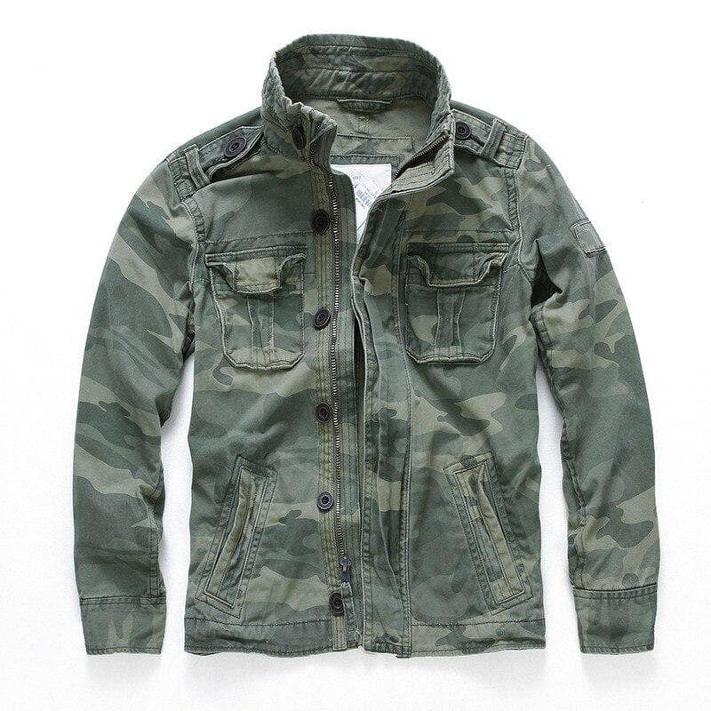 Men Camouflage Combat Jackets Retro Military Pocket Men's Denim Macket Outwear Coats Casual Male Cotton S camouflage/green