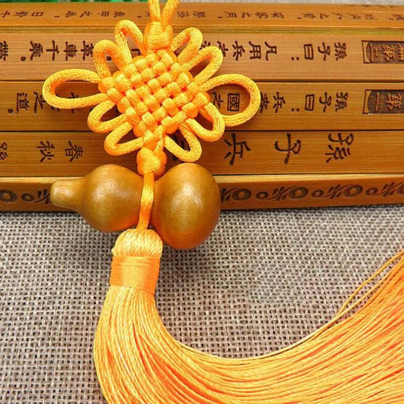 1Pc Lucky Charm Chinese Knot Feng Shui Gourd Pendant Car Home Decoration yellow