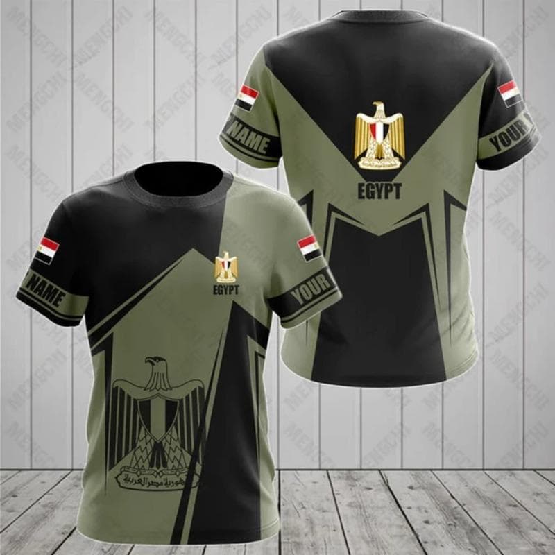 Egypt Flag & Coat of Arms Graphic Tee Summer Casual Pullover Men's Fashion O-neck T-shirts Boys Oversized Short Sleeve Tops S