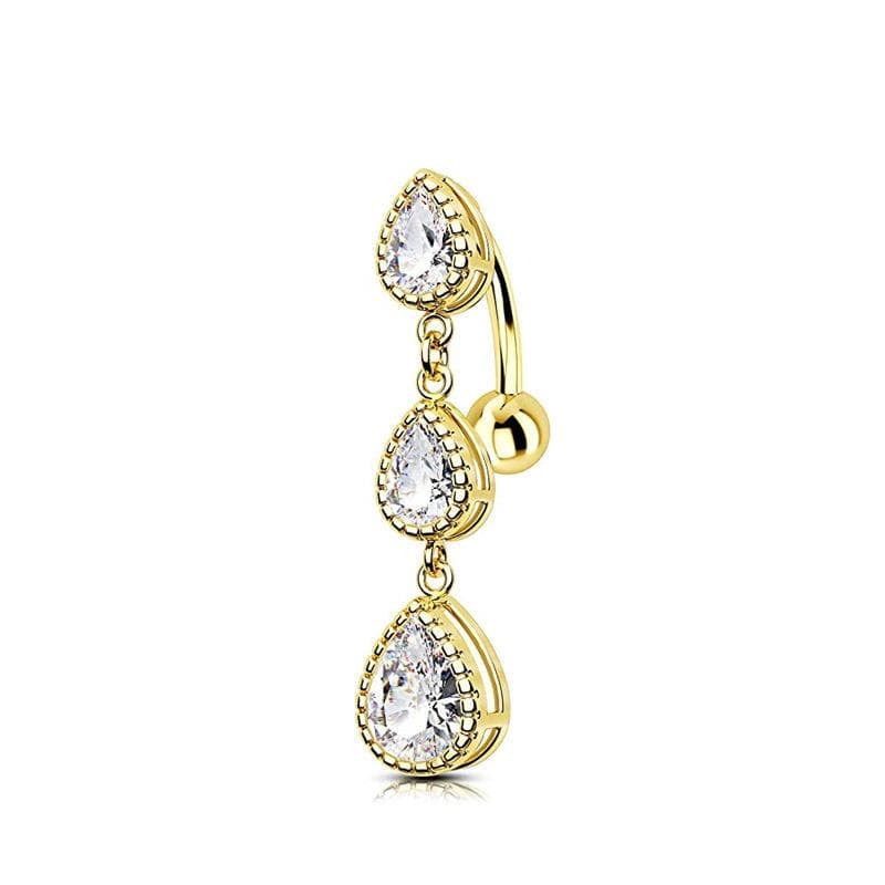 Human Puncture Jewelry Stainless Steel Pour Water Droplet -Shaped Navel Loop European And American Selling Navel Nails golden