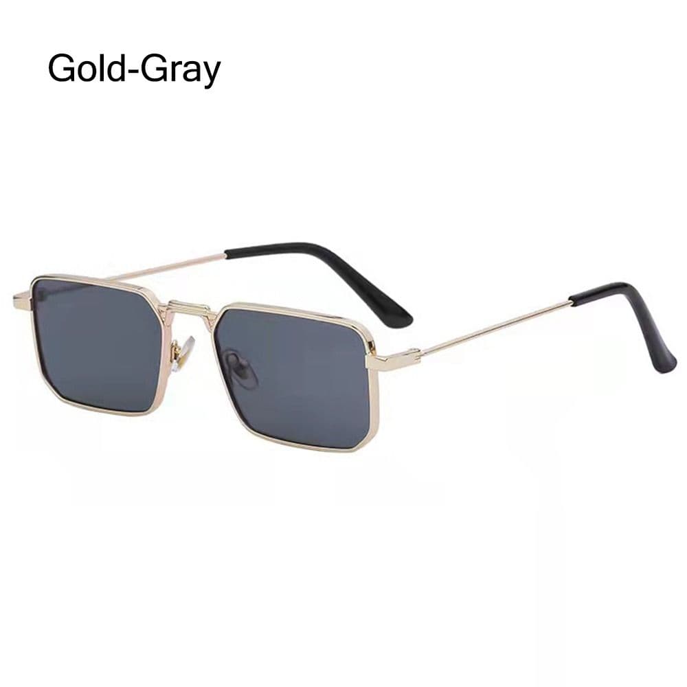 Fashion UV400 Protection Rectangle Sunglasses Candy Color Punk Metal Frame Eyewear for Women Men Travel Accessories