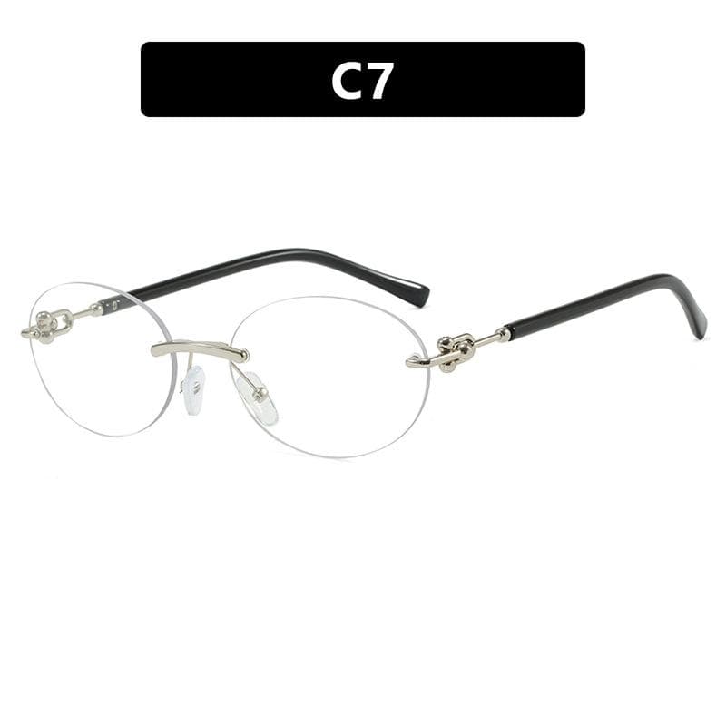 Womens Oval Frameless Sunglasses UV Resistant Lightweight Fashionable Street Photography Shades Glasses