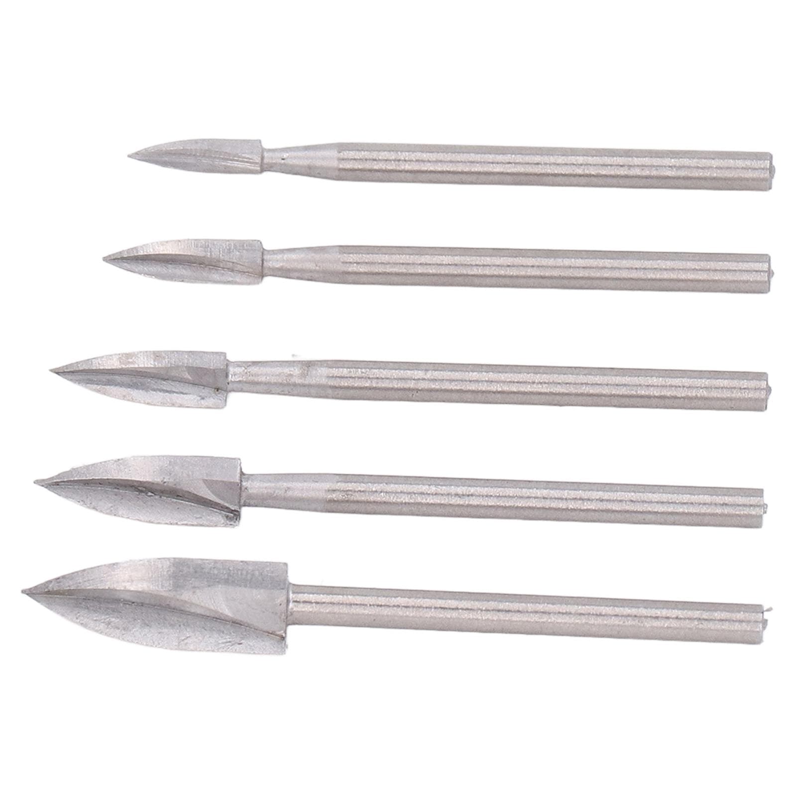 5PCS 3 Flute Wood Carving Knife High Speed Steel Engraving Grinding Drills for Woodworking