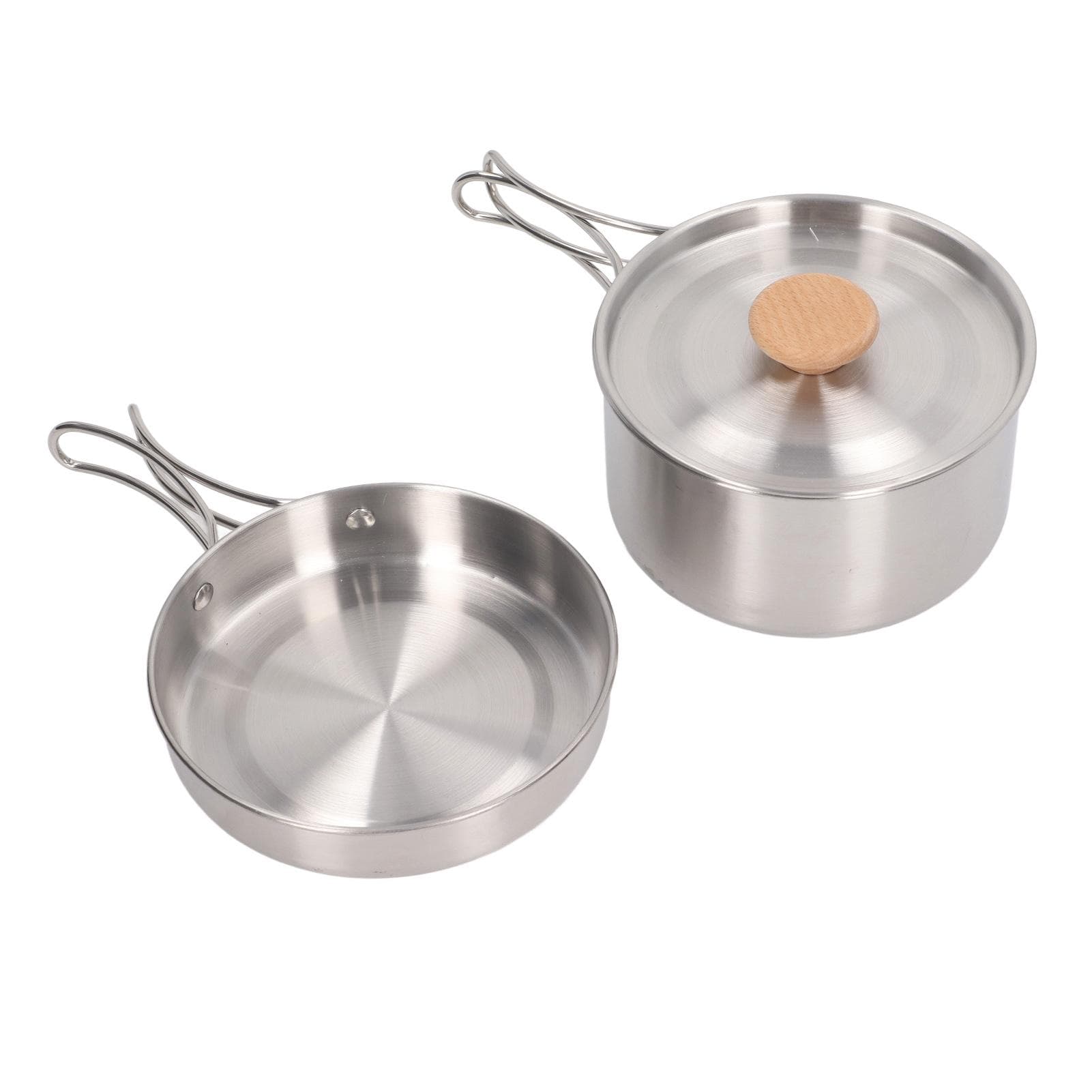 Cooking Pot and Pan Set 304 Stainless Steel Portable Camping Cookware Mess Kit with Storage Bag for