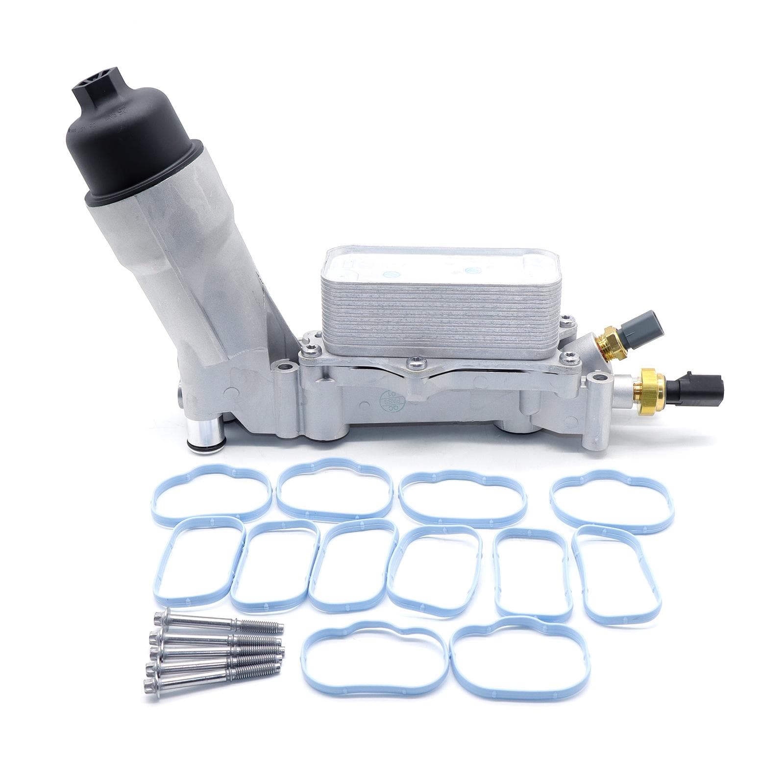 926959 3.6L Upgraded Aluminum Engine Oil Cooler Filter Housing Adapter Kit Replacement for Dodge 0 silver