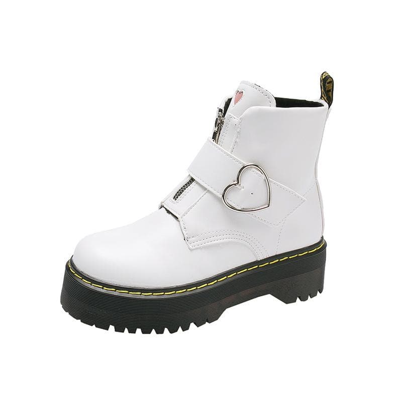 2024 New Short Boots New Thick Sole Women's English Style Love Matsuke 39 white
