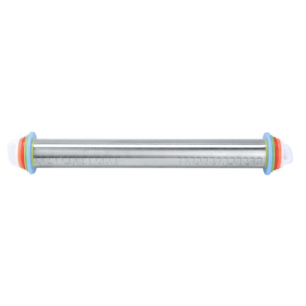 Non-stick Scale Adjustable Stainless Steel Rolling Pin Cake Dough Roller Baking Pastry Bakeware Tool