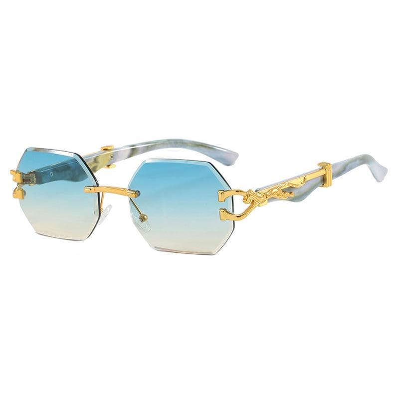 Vintage Polygonal Metal Frame Sunglasses Leopard Design Temples Unisex Outdoor Party Vacation Travel Driving