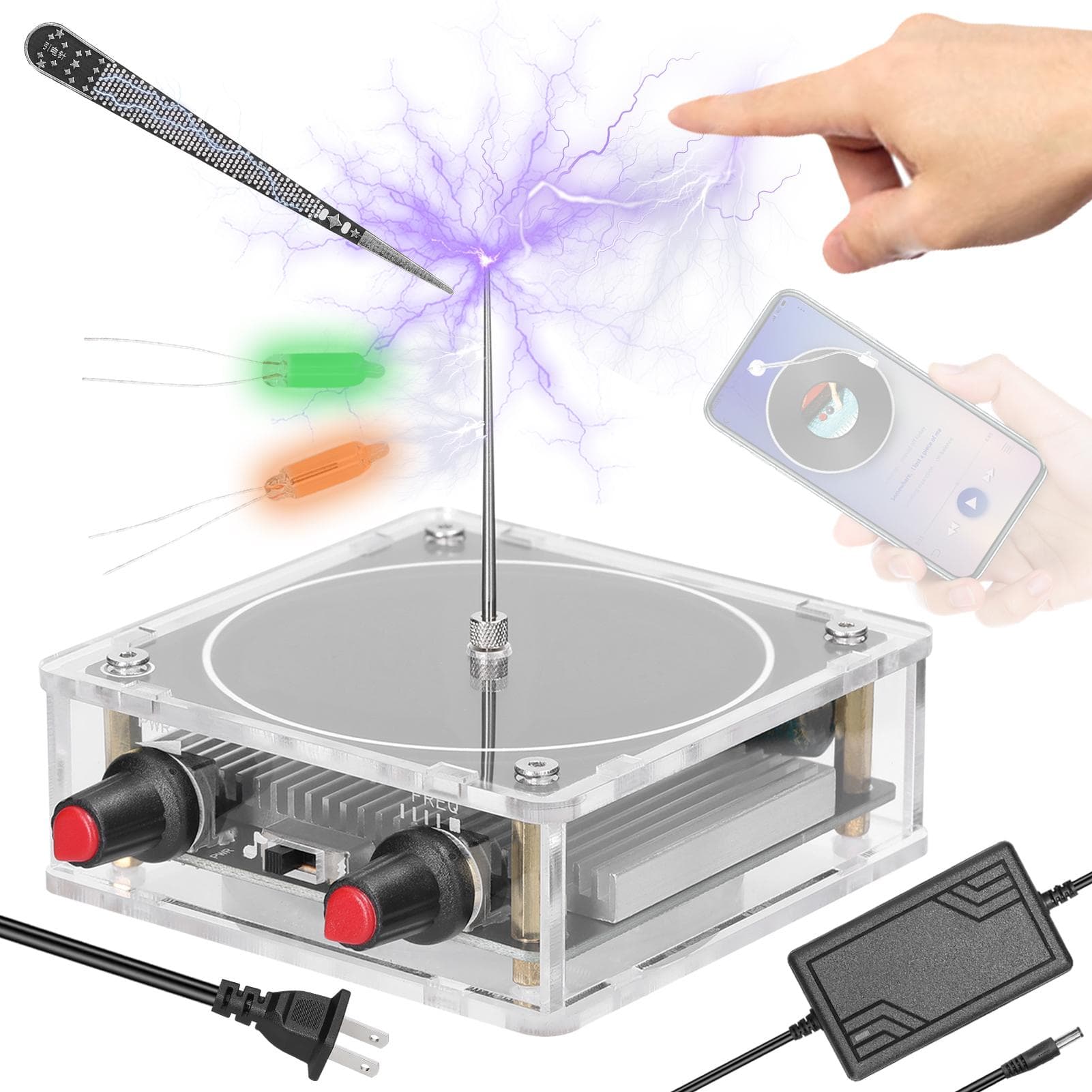 Portable Handheld Tesla Coil Speaker BT Speaker ArtificialLightning Generator Electric Arc US Plug