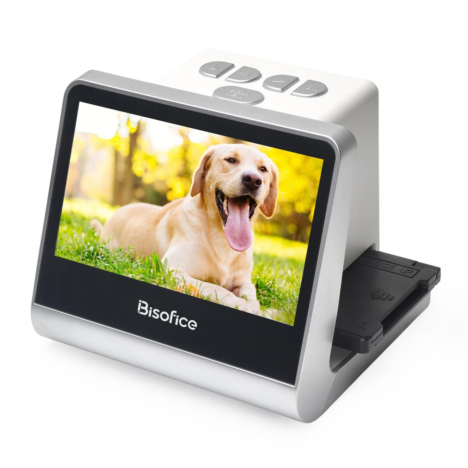 Bisofice Film and Slide Scanner for 135 Film(36*24mm)126KPK 110 FilmSuper8 MonochromeSlide to UK Plug white