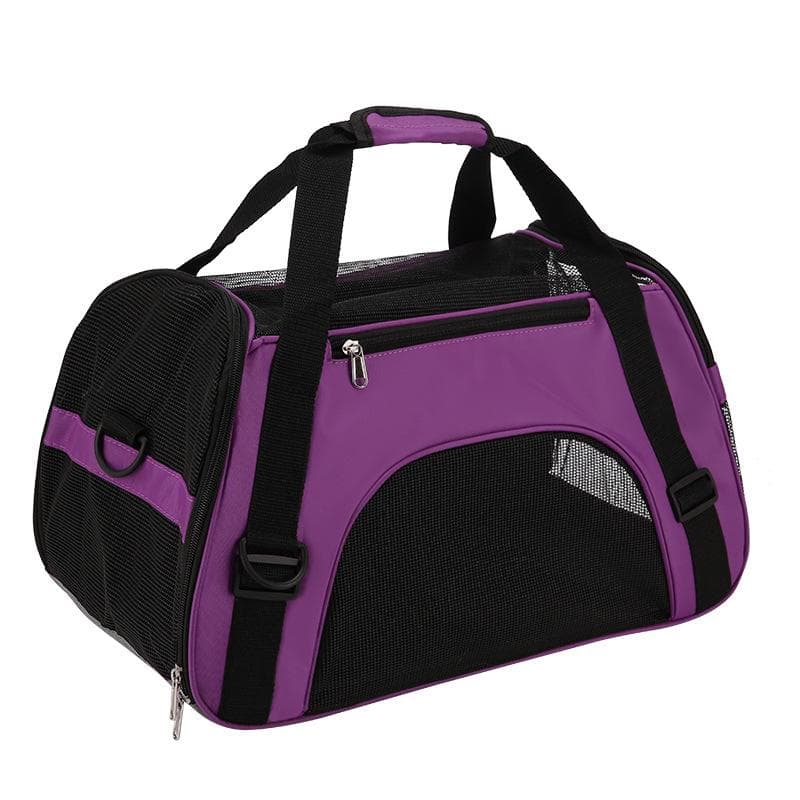 Cat Bags Portable Dog Carrier Bag Mesh Breathable Foldable Cats Carrier Bag Travel Breathable Transport Handbag purple