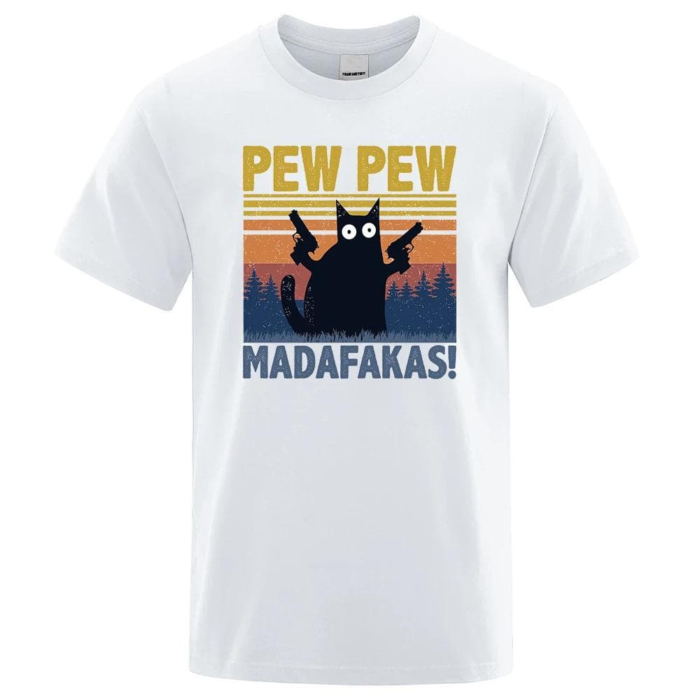 Cat Printed Short-sleeved T-shirt 5XL white