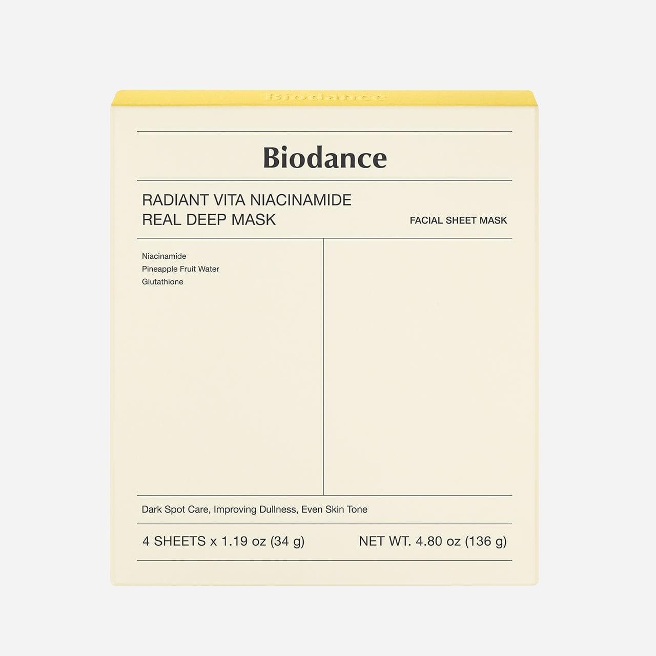BIODANCE Bio-Collagen Real Deep Mask 34g x 4EA / 4 Types Mask / Bio Collagen, Hydro Cera-nol, Vita Niacinamide, Refreshing Sea Kelp Vita Niacinamide 4 Sheets