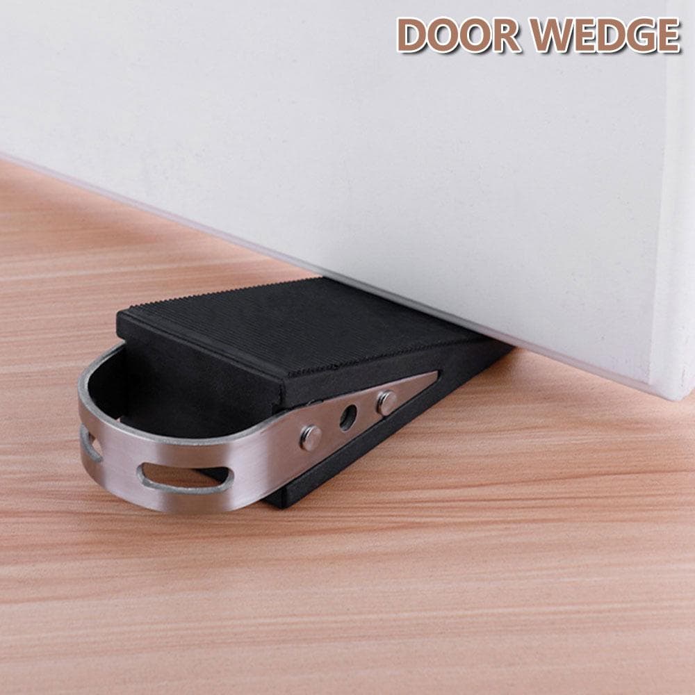 Stainless Steel Door Stopper Reusable Shock Absorbent Block Wedge Doorstops Non-Slip Door Anti-collision Stopper black