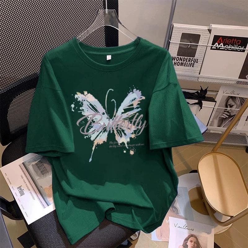 Pure Cotton Short-sleeved T-shirt Women's Spring and Summer New Large-size Fashion Letter Love Versatile Half-sleeved Top XXXL