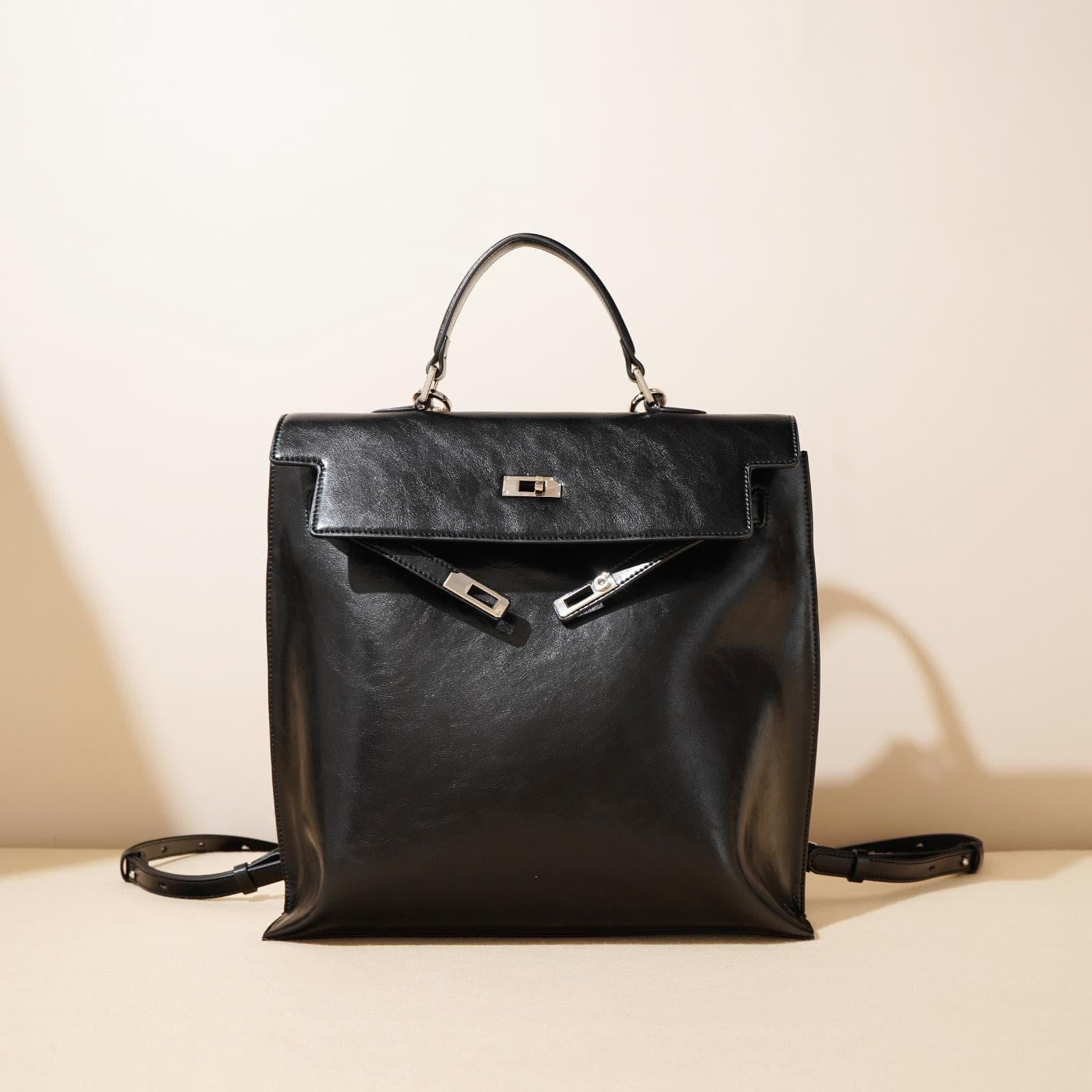 Autumn and Winter High-end Leather Women's Bag Handbag Single Shoulder Backpack Versatile Large Capacity High-end Bag black