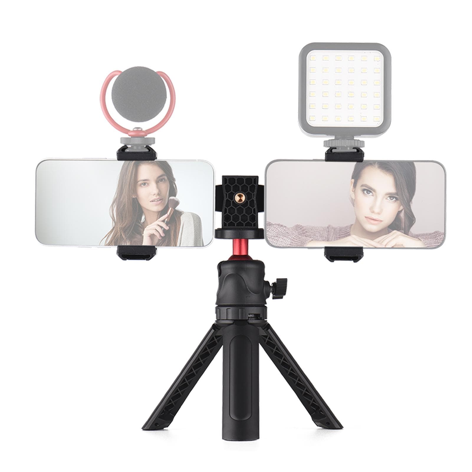 Andoer Multifunctional Smartphone Video Kit Including Universal Phone Tripod Mount with Dual Phone black