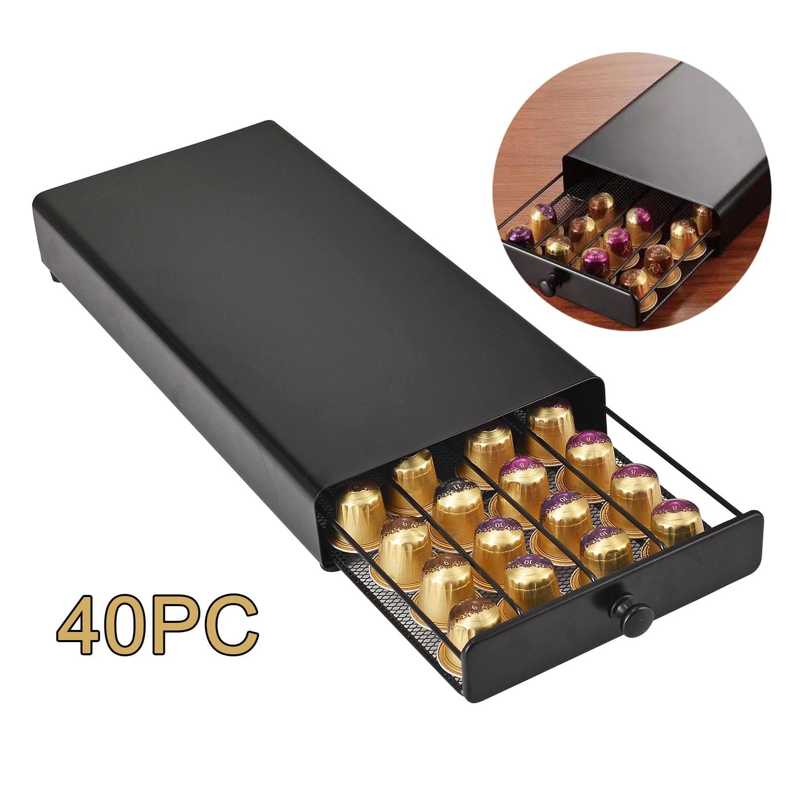 40 Pods Coffee Drawers Capsules Holder Storage Stand Rack Practical Coffee Shelves For Nespresso Coffee Capsule Organizer 38*18*5.5cm