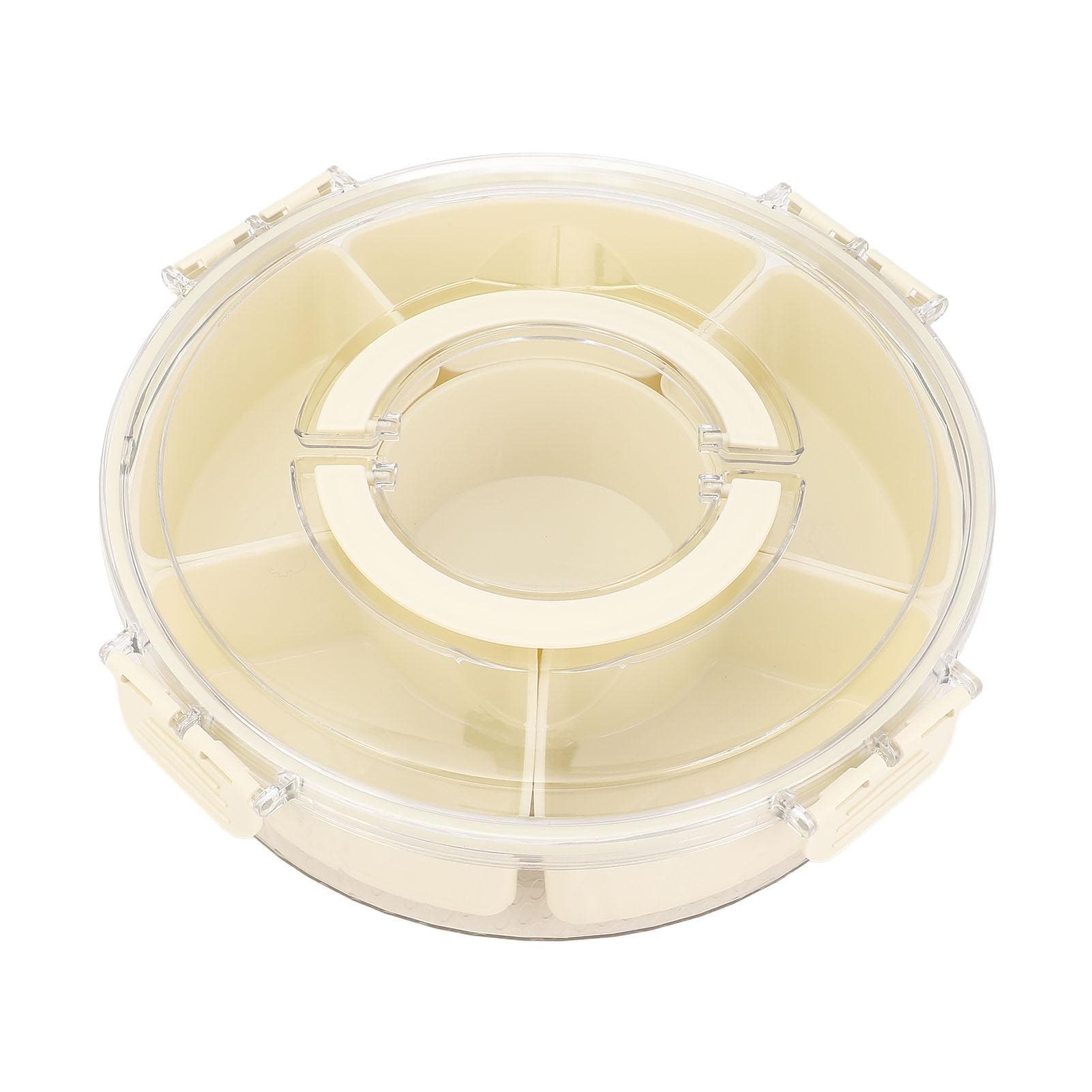 360 degrees Rotating Divider Tray 6 Compartments Compact Sealed Snack Tray Divided Serving Tray for Road S