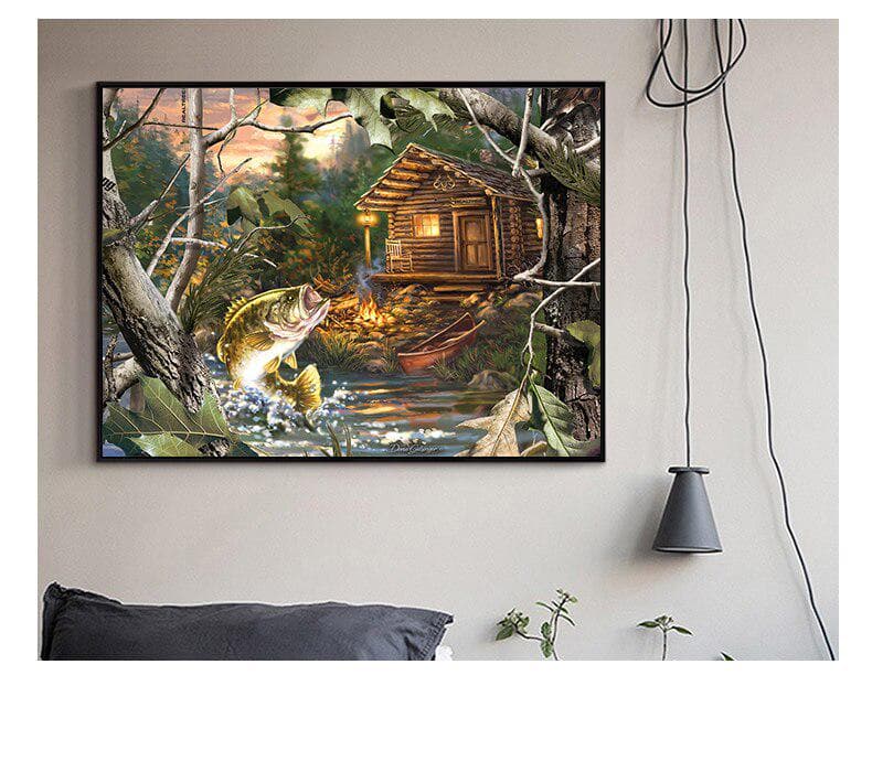 Diamond Painting Jumping Fish Embroidery Cross Stitch Rhinestone Mosaic Painting Decor 20X30CM