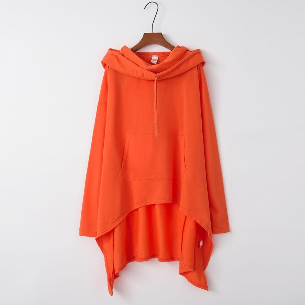 Women's Spring and Autumn Hoodie Long Hooded Sweatshirt Large Size Long Single Layer Hoodie Top XL