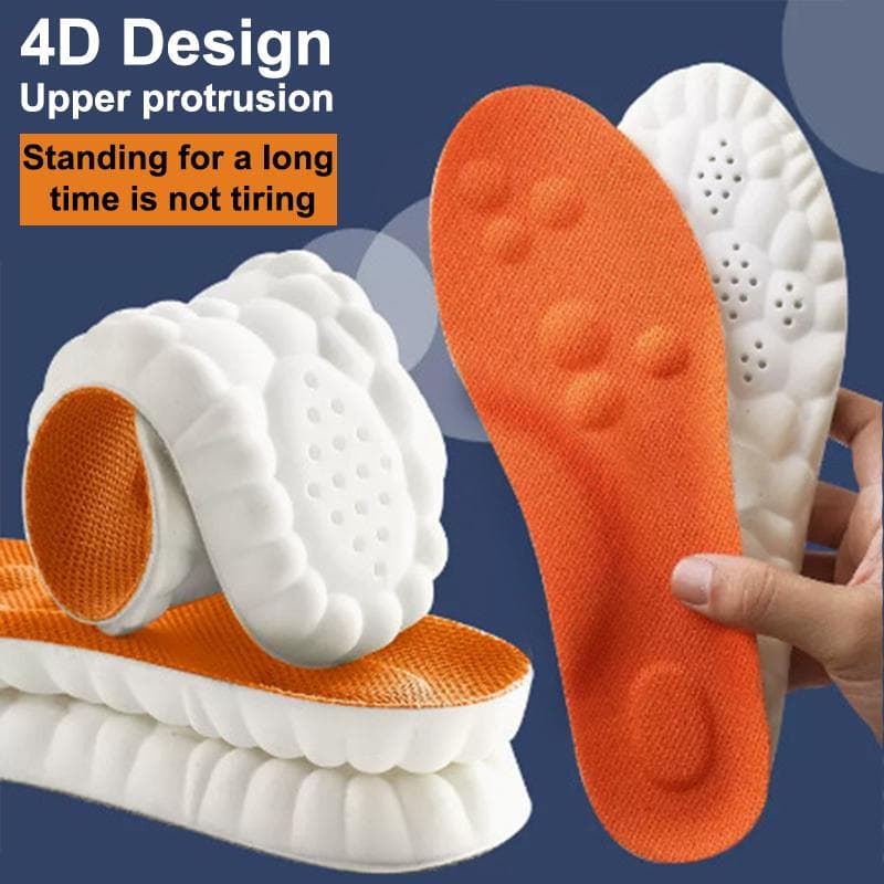 1 Pairs High Elasticity Latex Sport Insoles Soft Shoe Pads Arch Support Orthotic Insoles Breathable Deodorant Shock Absorption Cushion 43-44 orange