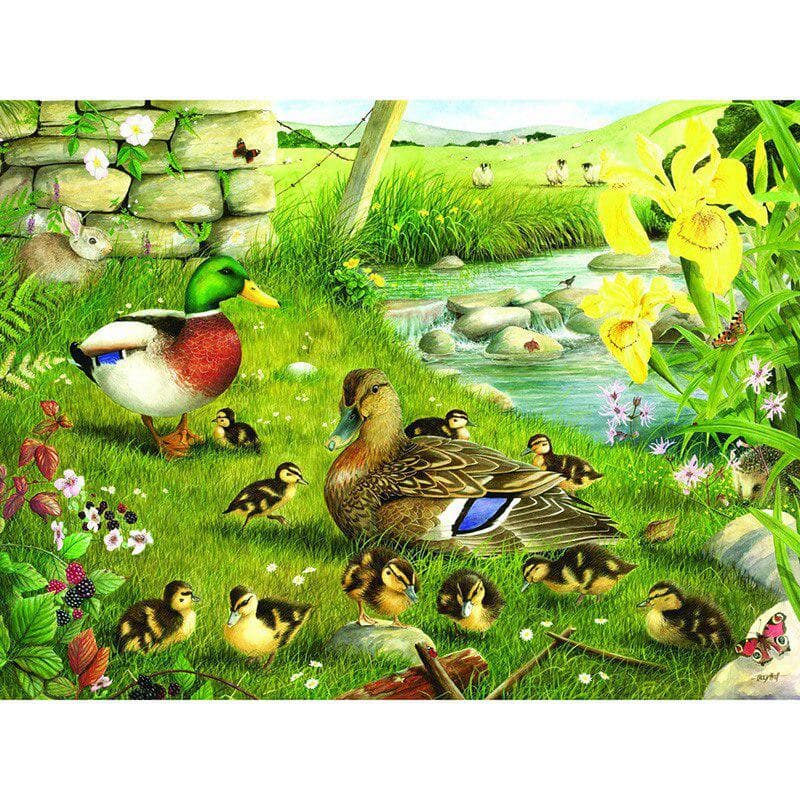 5D DIY Diamond Painting Ducks In The Garden Full Round Diamond Embroidery Cross Stitch Rhinestone 20X30CM