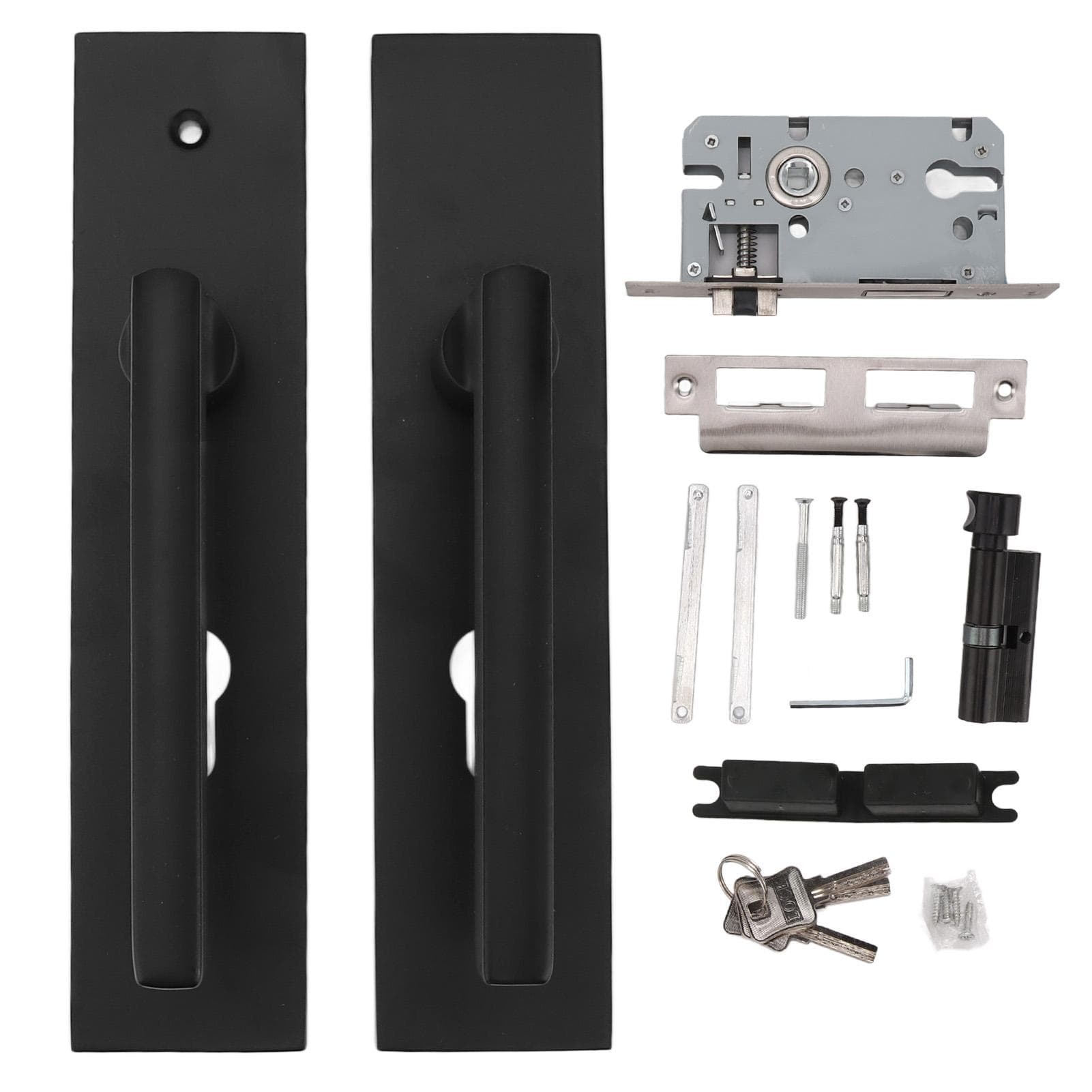 Aluminum Alloy Door Handleset Easy To Install Black Universal Comfortable Grip Door Locksets for